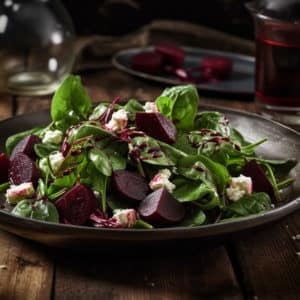 Roasted Beet & Baby Greens Salad with Goat Cheese & Shallot Vinaigrette