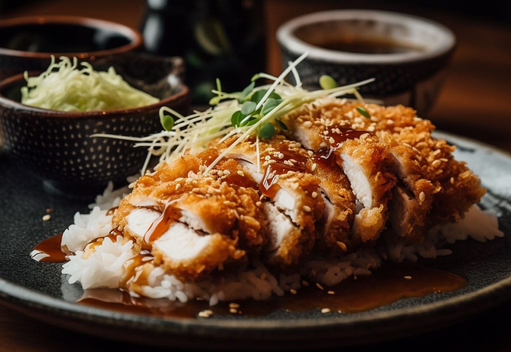 Chicken Katsu with Homemade Katsu Sauce & Sesame Ramen Slaw