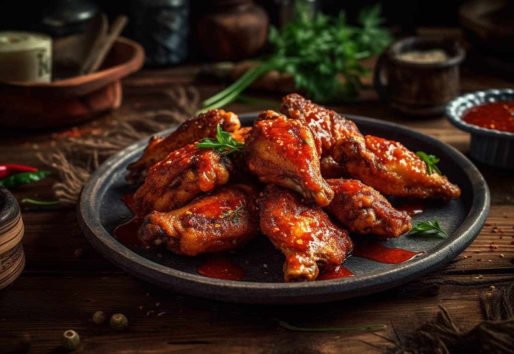 Spicy “Rabid Zombie” Chicken Wings with Cool Dipping Sauce