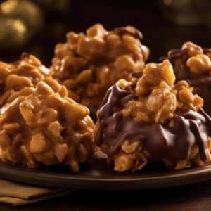 Christmas-themed Chocolate Butterscotch Clusters: Each cookie is a delightful mix of melted dark chocolate and golden butterscotch