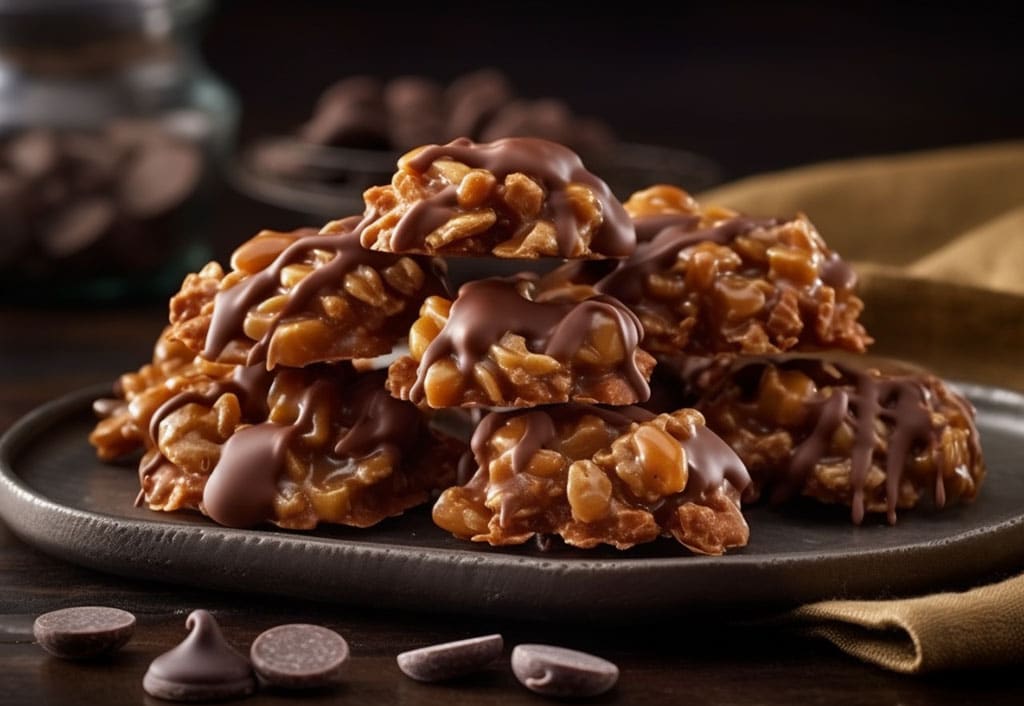 Christmas-themed Chocolate Butterscotch Clusters: Each cookie is a delightful mix of melted dark chocolate and golden butterscotch