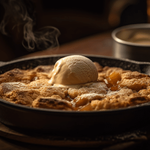 Cast Iron Apple Cobbler Topped with Cardamom Ice Cream