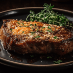 Reverse seared Parmesan crusted New York steak