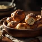 Homemade Buttery Soft Pretzel Bites with warm Cheese Sauce