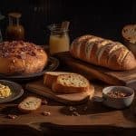 Multigrain Bread; Whole Wheat Biscuits; Cheese Bread with Bacon, Onion, and Gruyère; English Muffins