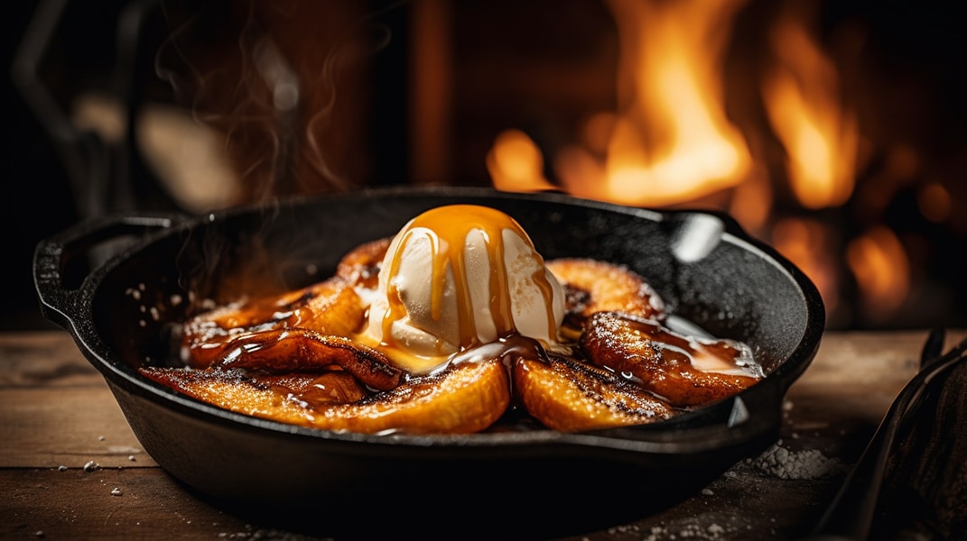 Bananas Foster Flambé with Homemade Vanilla Ice Cream