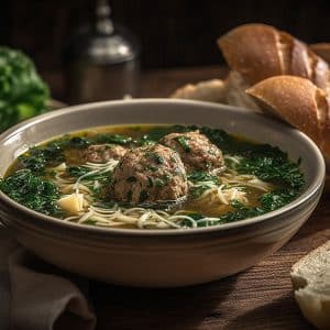 Italian Wedding Soup with Best Ever Garlic Bread