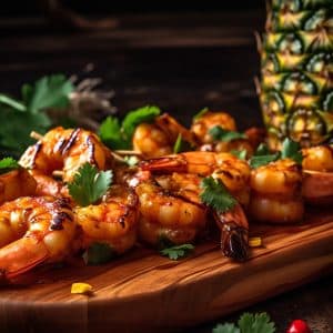 Teriyaki Grilled Shrimp & Pineapple Skewers