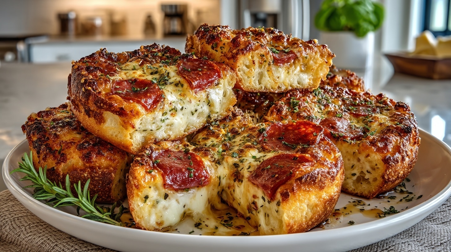 Figulata (Sour Dough stacks stuffed with Cheese & Pepperoni)
