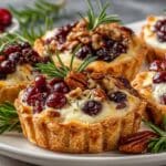 Cranberry-Brie Tarts with Pecans & Fresh Rosemary