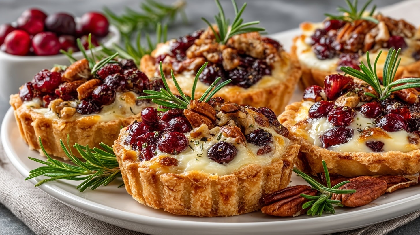 Cranberry-Brie Tarts with Pecans & Fresh Rosemary