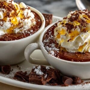 Dark Chocolate & Brandy Pots de Crème with Grande Marnier Whipped Cream
