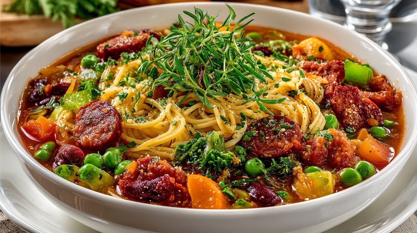 Fideo and Bean Soup with Chorizo