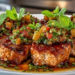 flame-roasted Five Spice & Hoisin Glazed Pork Tenderloin with Mint Salsa