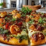 Shrimp Scampi Pesto Pizza