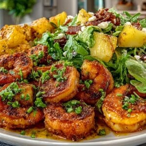 Spanish-Style Garlic Shrimp; Pear, Date, and Manchego Salad