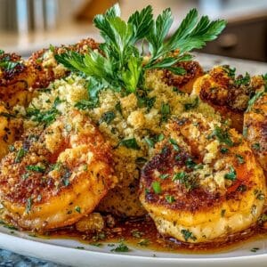 baked stuffed Butterflied Shrimp with Garlic and Bread Crumbs
