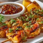 Grilled Shrimp & Citrus Skewers with Sweet Chili Dip