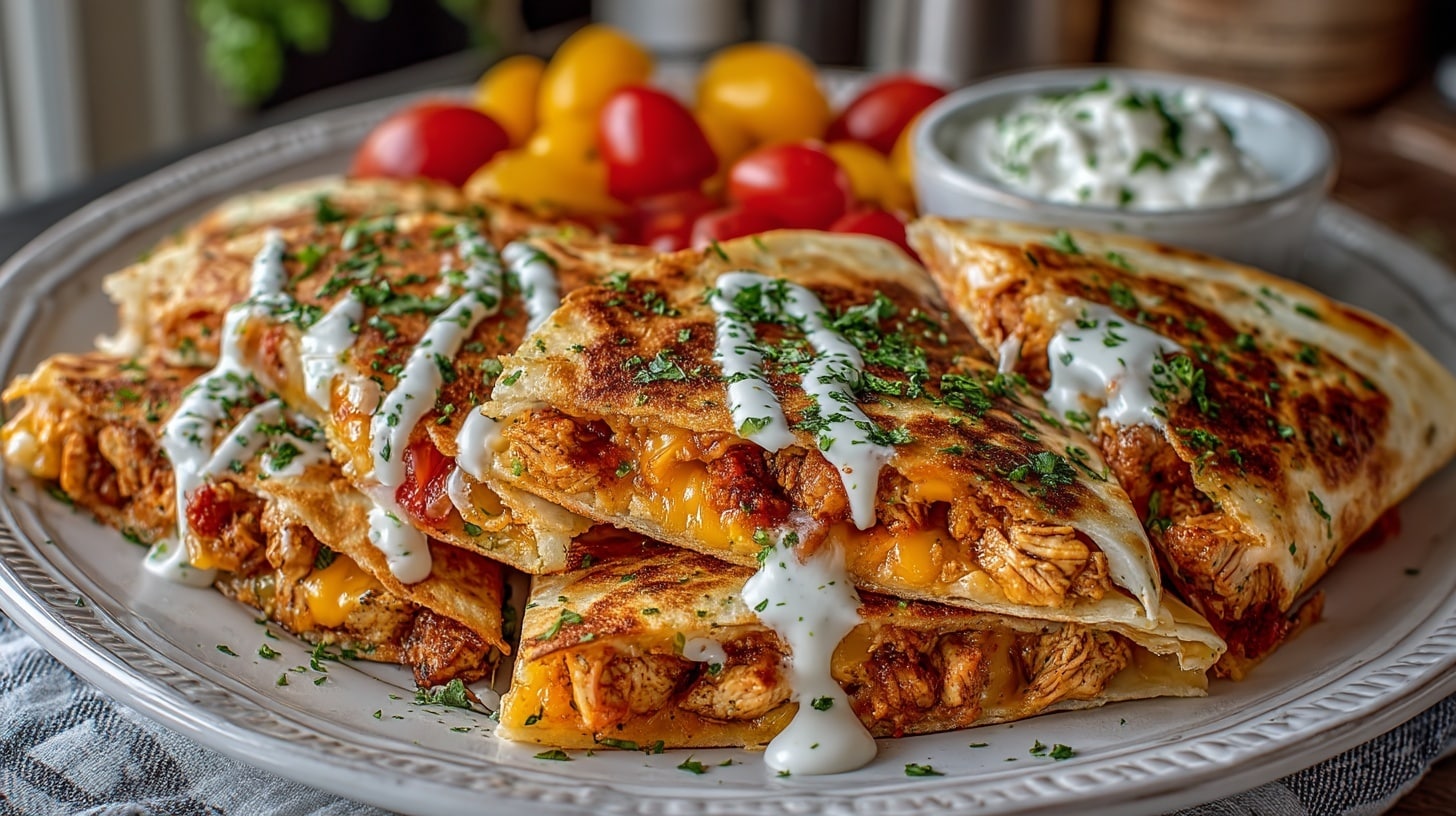 Margarita Chicken Quesadillas with Mexican Crema