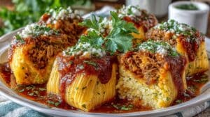 Pork Tamales with Red Chile Sauce