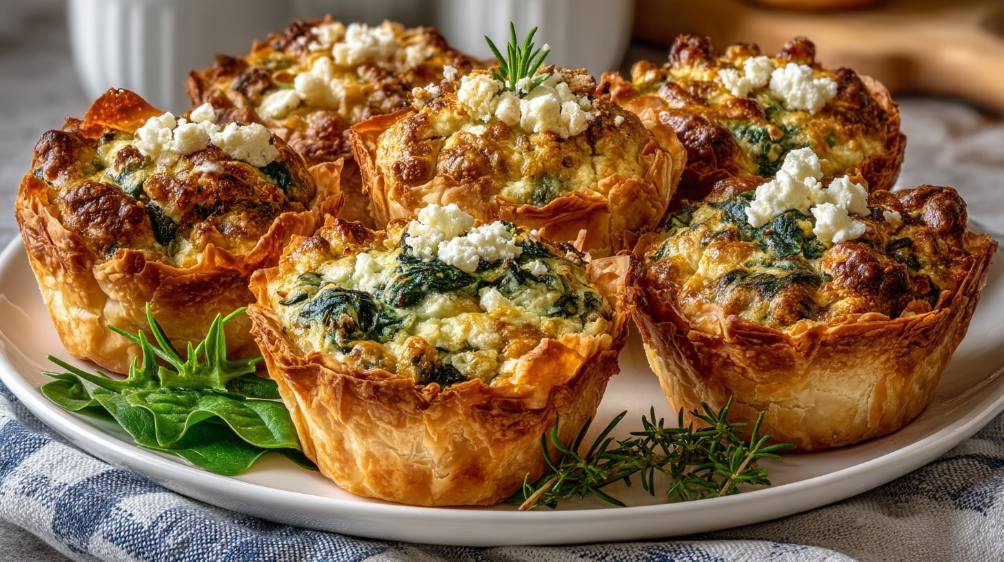 Spanakopita (Spinach, Onion & Ricotta) in Phyllo Cups;
