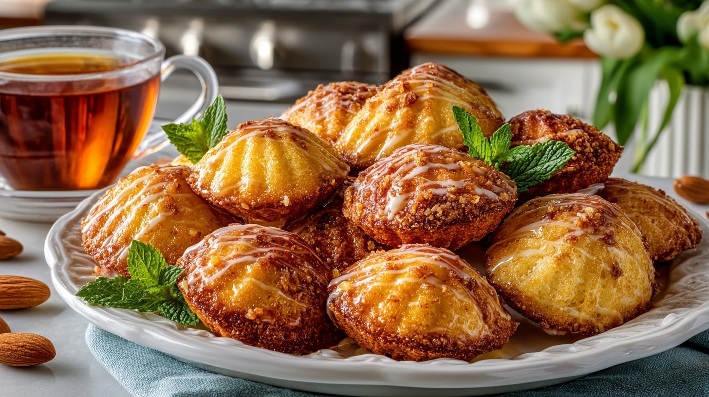 Almond Madeleines with Apricot Glaze