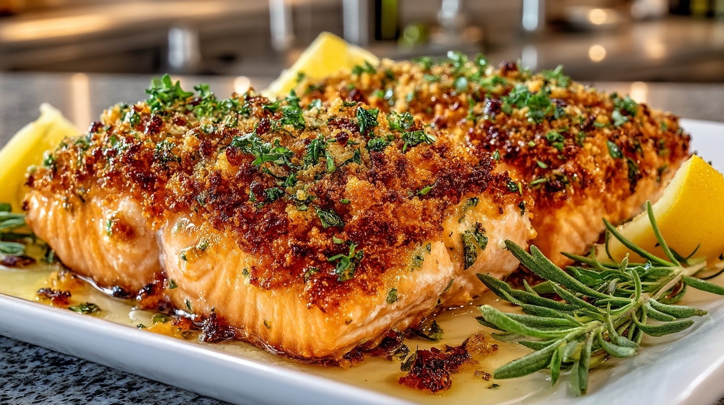 Baked Salmon with Parmesan Herb Crust