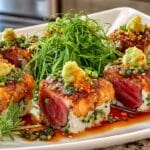 Beef Tataki Sushi Roll with Wasabi & Chives