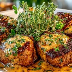 Beef Tenderloin Steaks with Chipotle-Cream Sauce