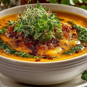 Butternut Squash and White Bean Soup with Sage Pesto