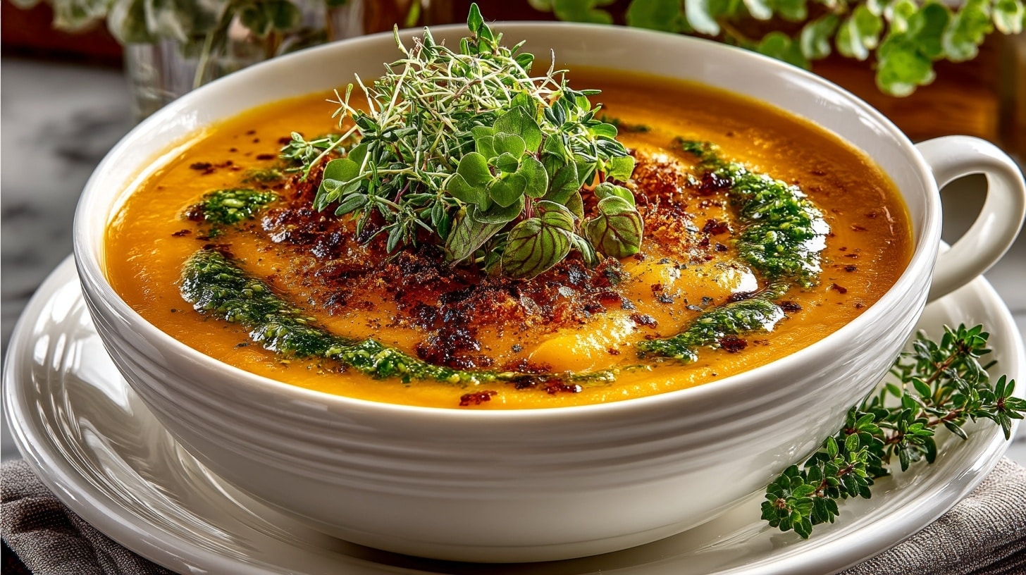 Butternut Squash and White Bean Soup with Sage Pesto