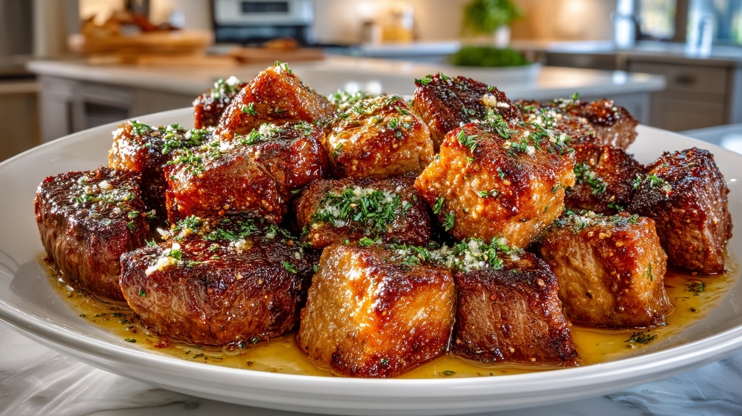 Cajun Garlic Butter Strip Steak Bites