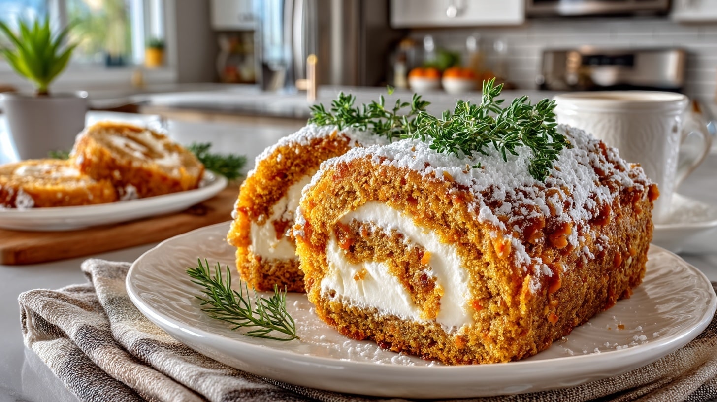 Carrot Cake rolled with sweet Cream Cheese Filling
