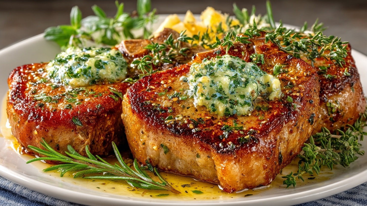 Center Cut Pork Chops with Herbed Butter