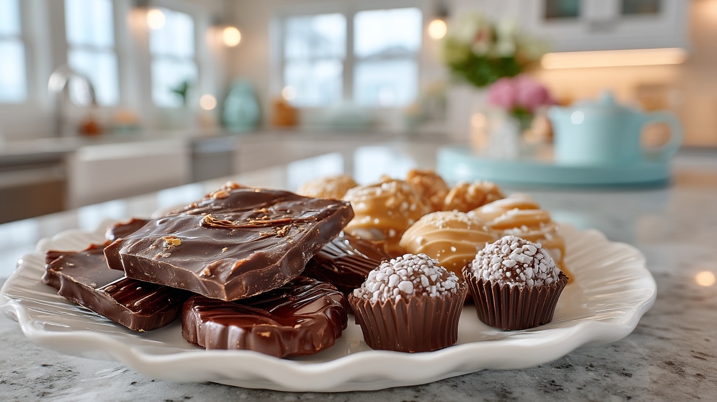 Chocolate Toffee Bark, Peanut Butter Cups; Chocolate-Lemon Truffles