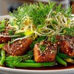 Garlic & Sesame Stir Fry Pork with crispy fresh Bean Sprouts