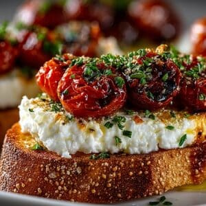 Marinated Goat Cheese with oven-roasted Tomato Bruschetta