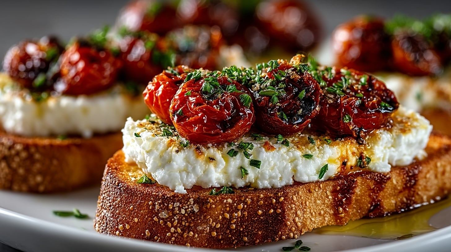 Marinated Goat Cheese with oven-roasted Tomato Bruschetta