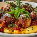 Italian Meatballs with Creamy Parmesan Polenta