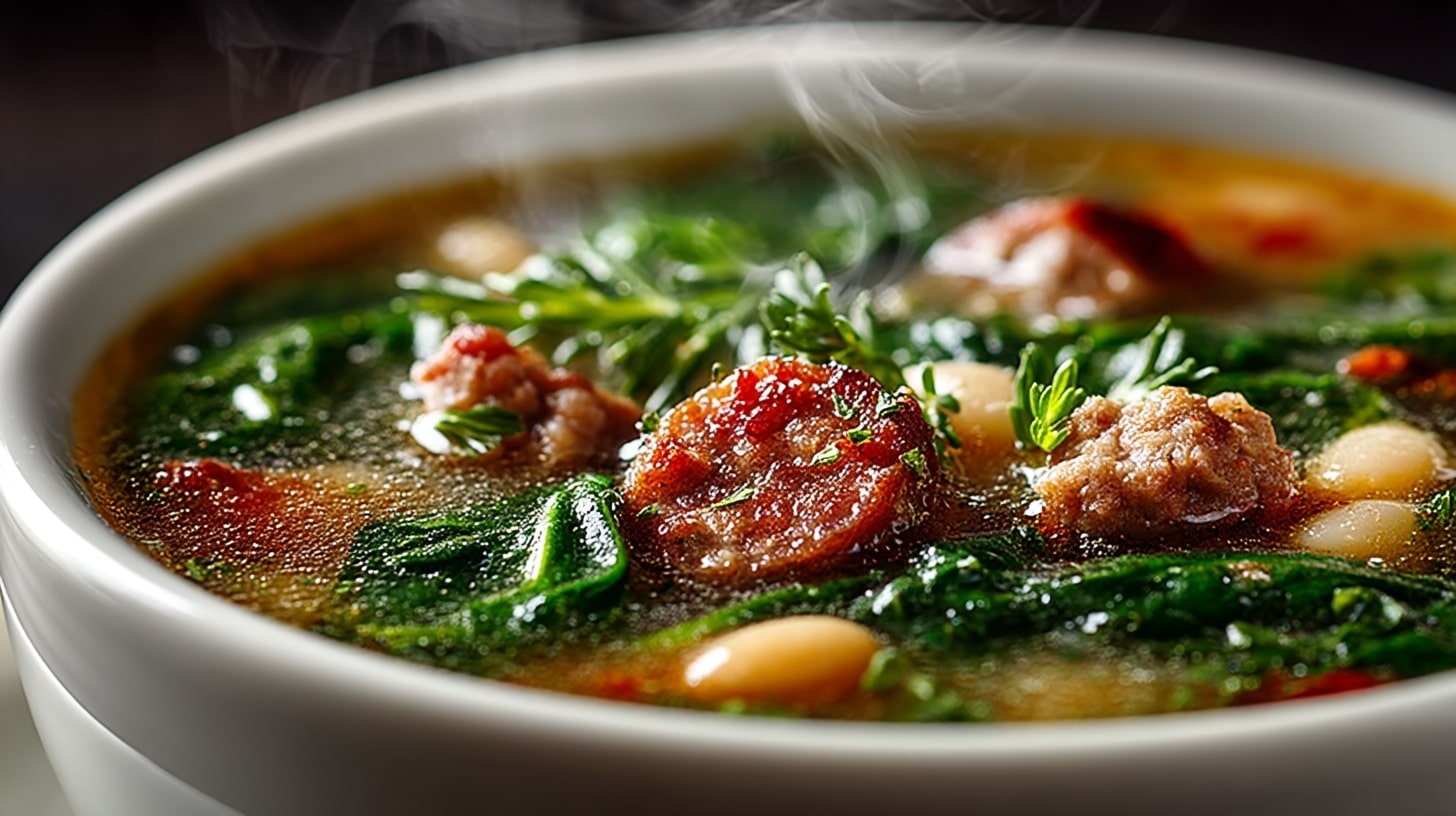Italian Sausage Soup with Spinach & White Beans