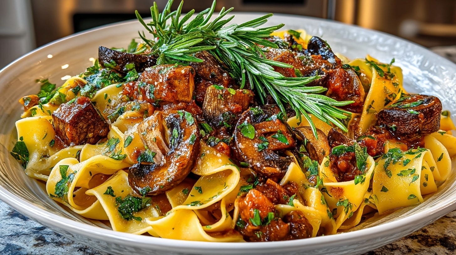 Homemade Pappardelle with Portobello Mushroom Ragu