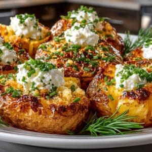 Petite Baked Potatoes with Butter, Crème Fraiche, & Chives