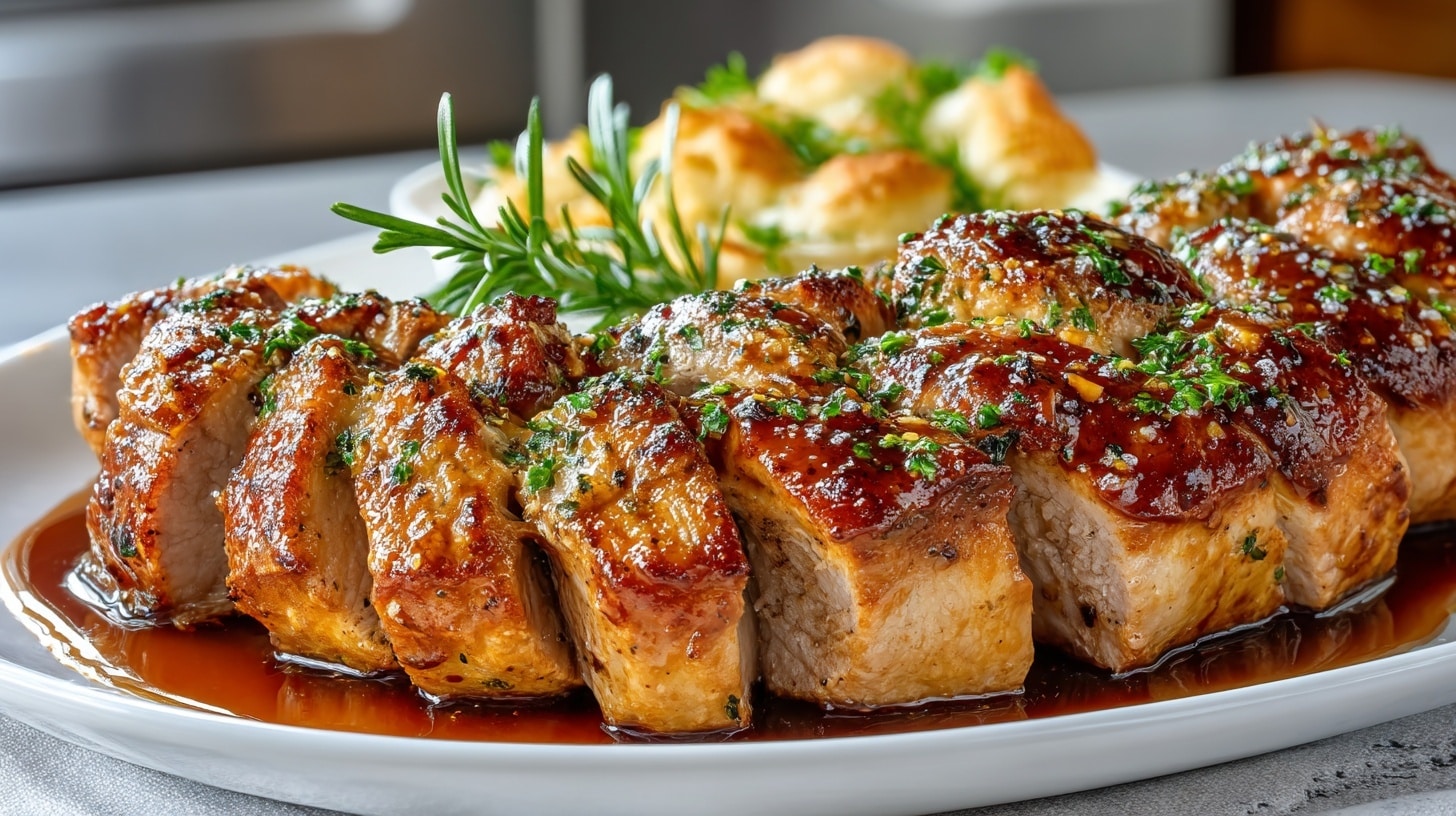 Braided Pork Tenderloin with Brown Sugar Garlic Glaze