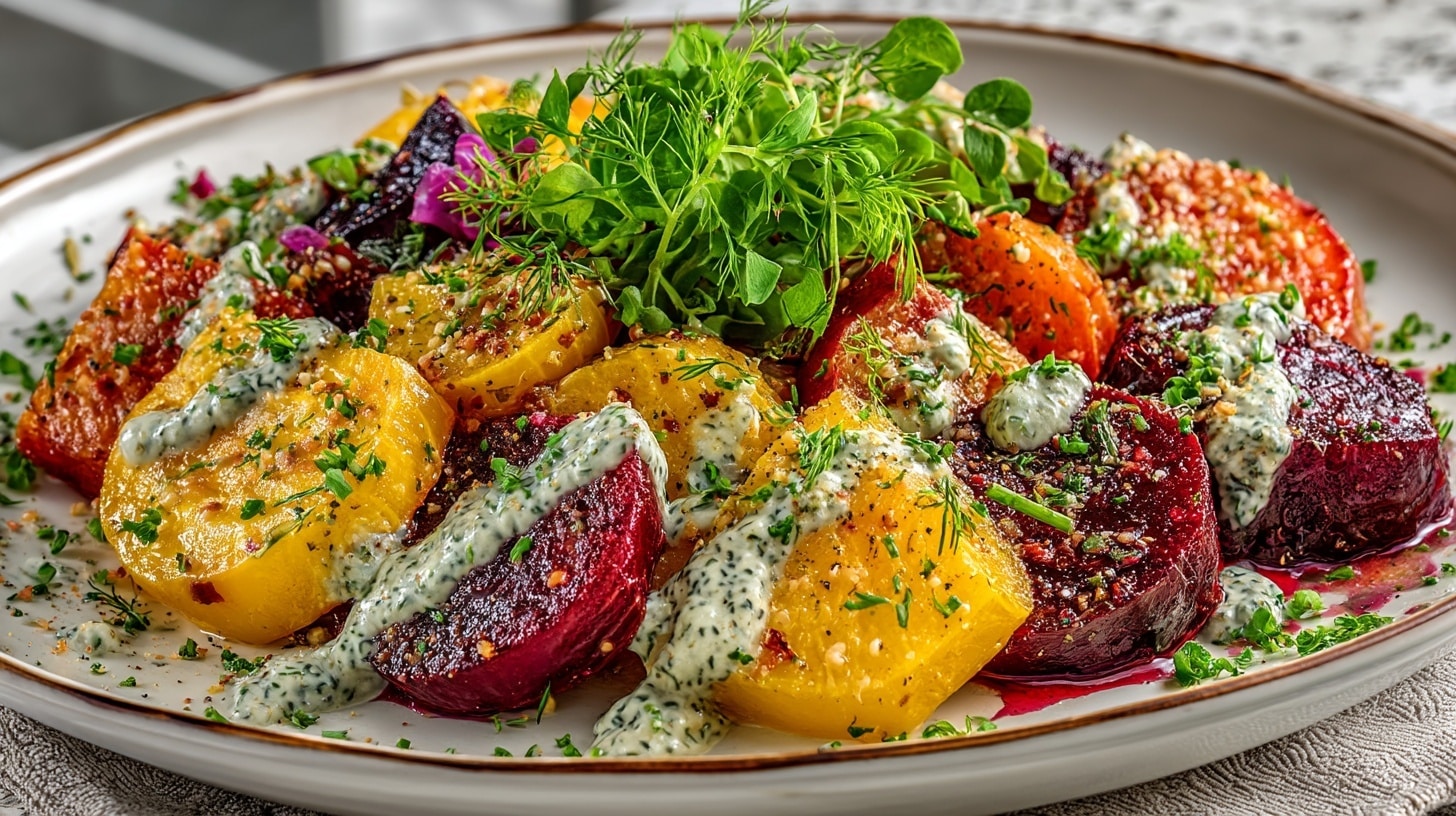 Roasted Beets with Lemon-Tahini Dressing