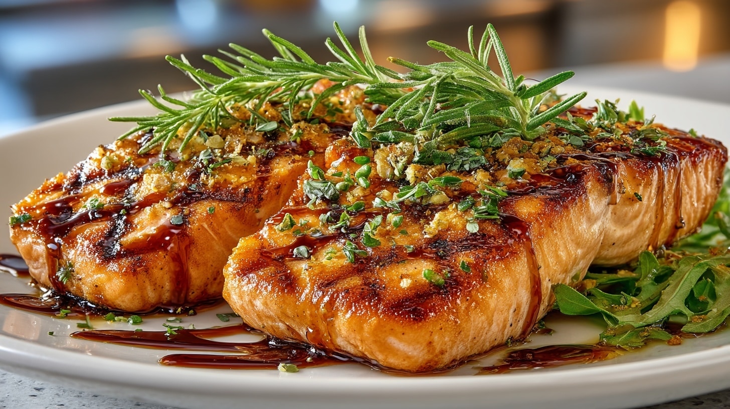 Salmon on the grill with Balsamic Glaze