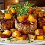 Sauteed Pork Tenderloin with caramelized Apples and Brandy Cream Sauce