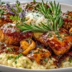Scaloppine with Pork Medallions & Sherry Wine; Creamy Mushroom Risotto