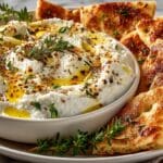 Scordalia (Italy's Creamy Garlic Dip) with Boiled Pasta Crispy Flatbread Wedges