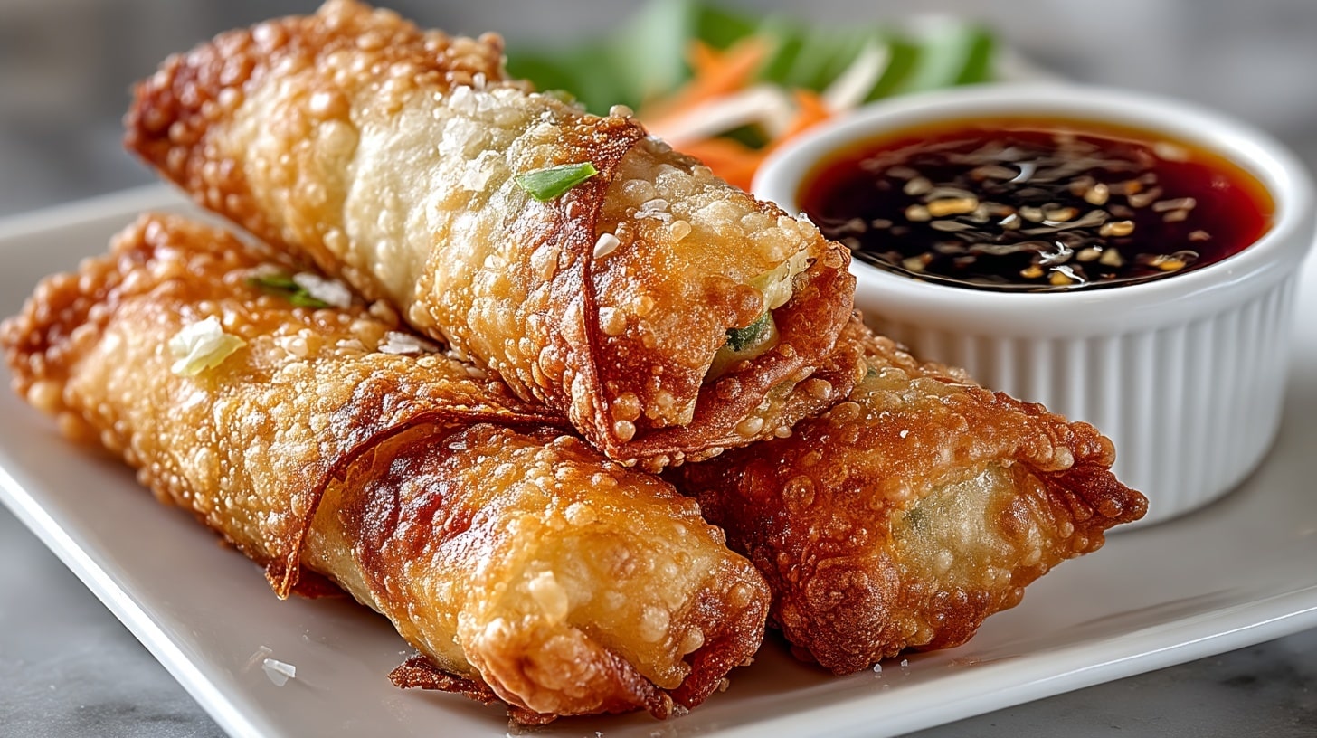 crispy Vegetable Egg Rolls with Garlic Soy