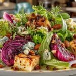 grilled Radicchio Salad with Blue Cheese & Peppered Almonds, served with Sauvignon Blanc